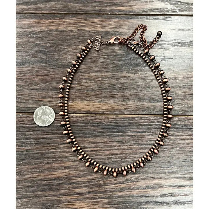 Handmade Copper Navajo Bead Necklace