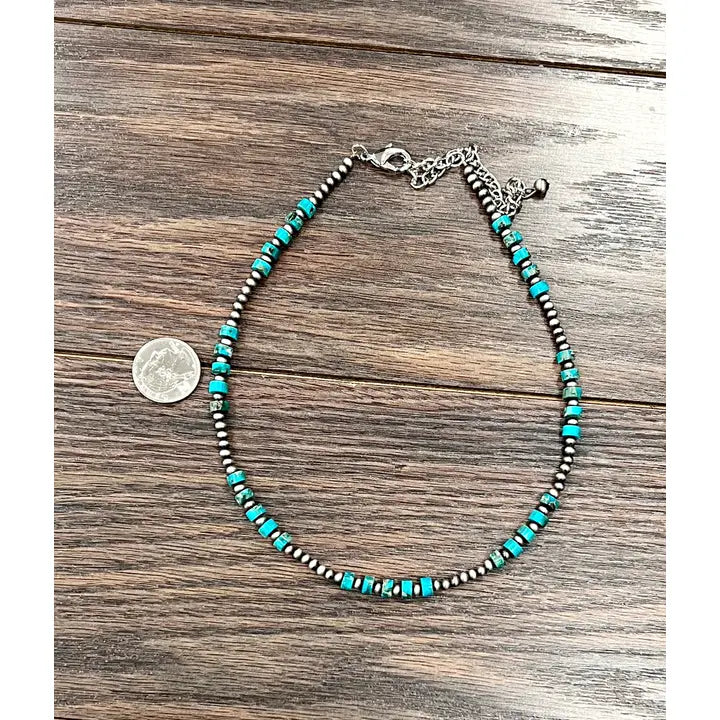 Handmade Navajo 3 Turq Gemstone Necklace