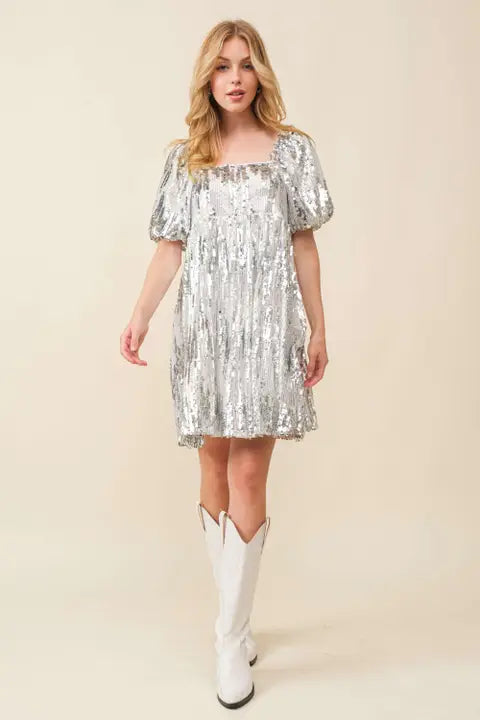Sequin Babydoll Dress