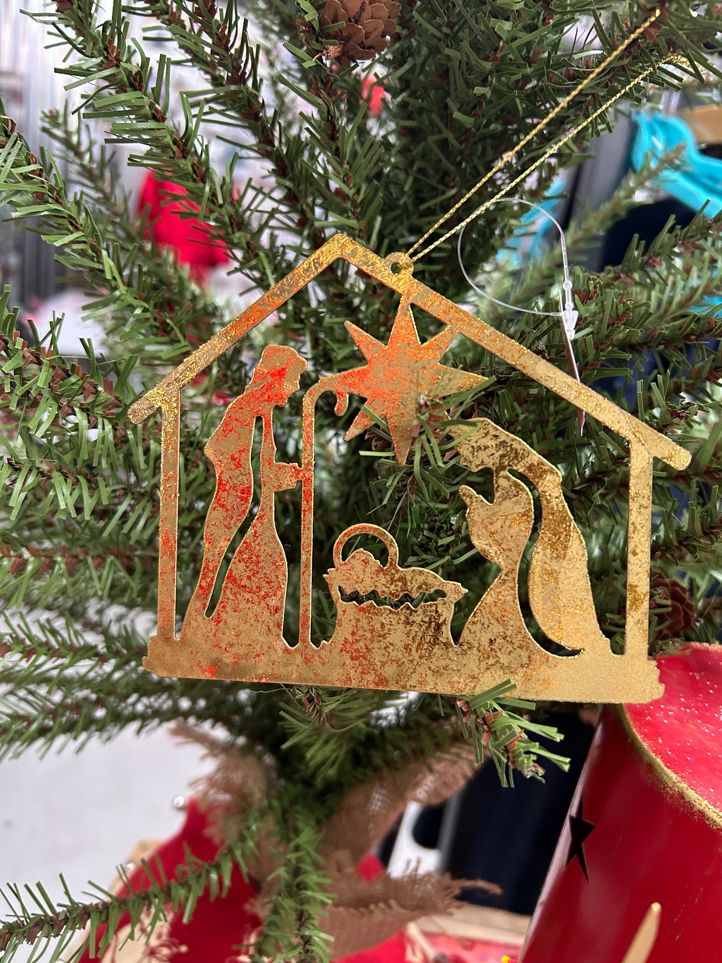 Gold Nativity Ornament