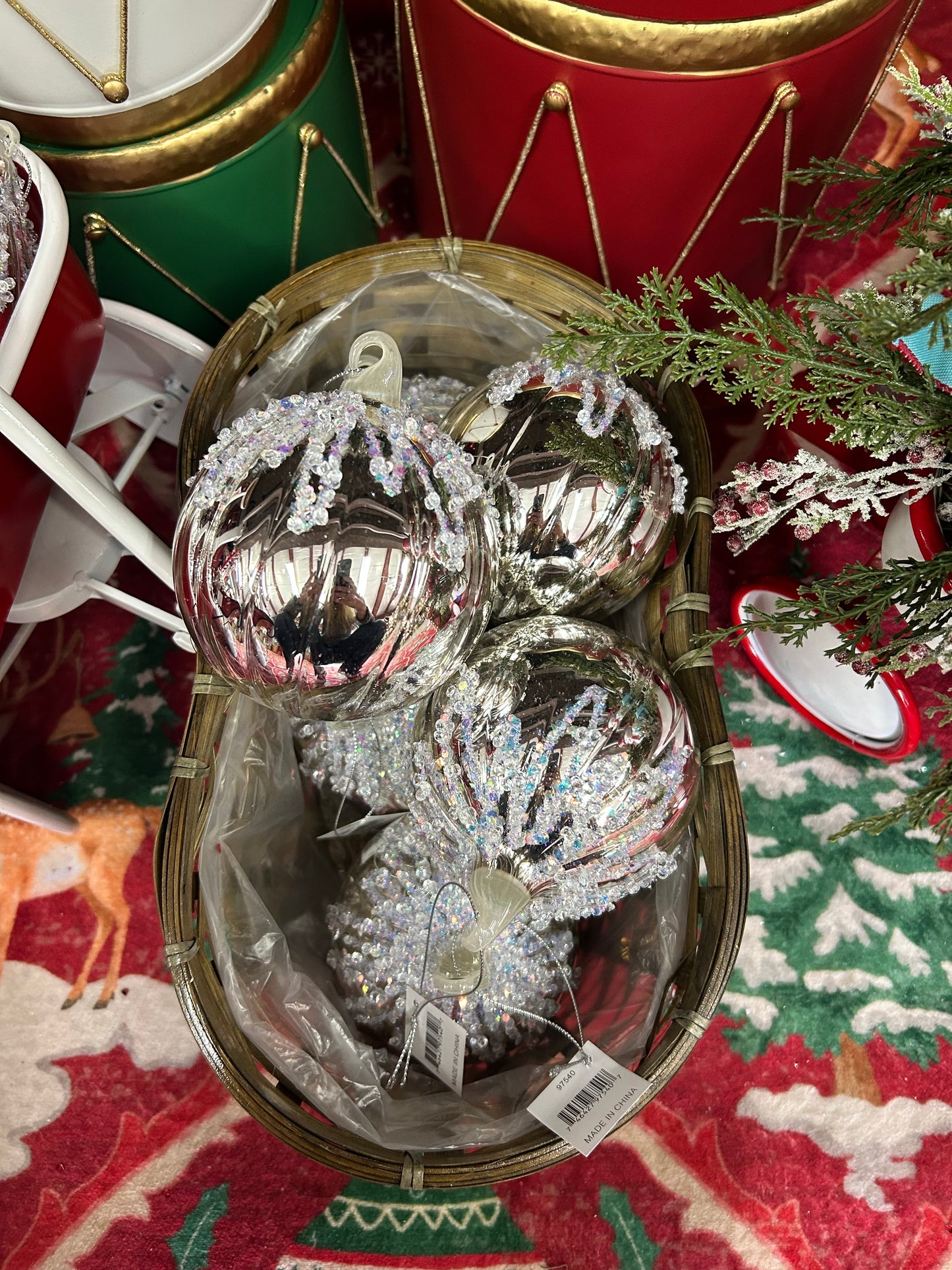 Round Silver Glitter Ornament