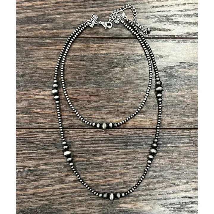 Handmade Navajo Bead 2 Layer S/L Necklace