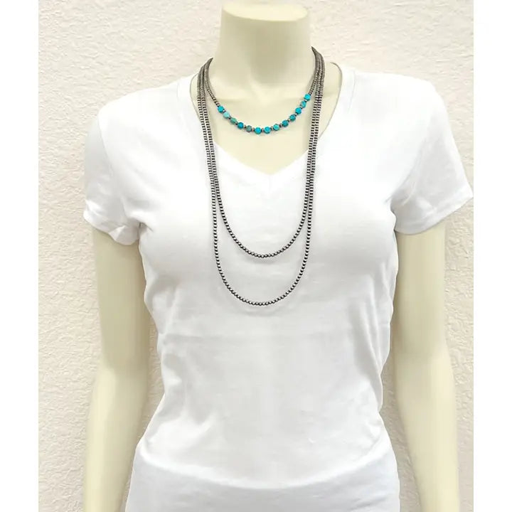 Handmade Navajo Bead, Hexa Gemstone Necklace