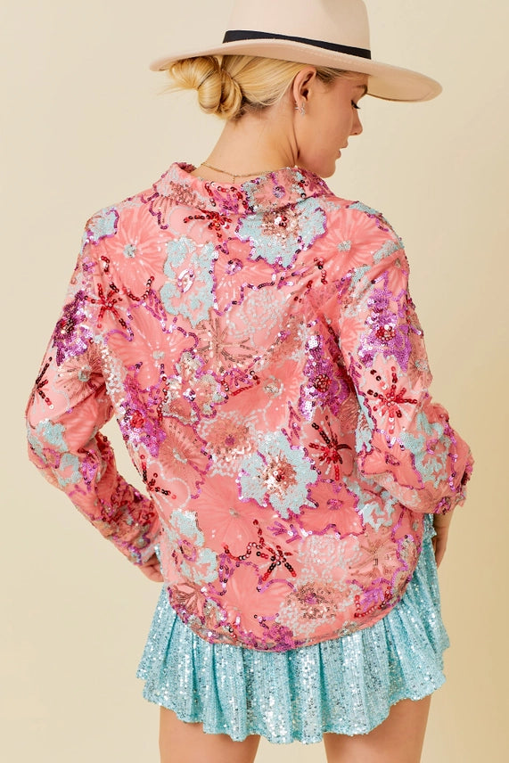 Sequin Floral Shirt