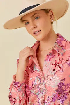 Sequin Floral Shirt