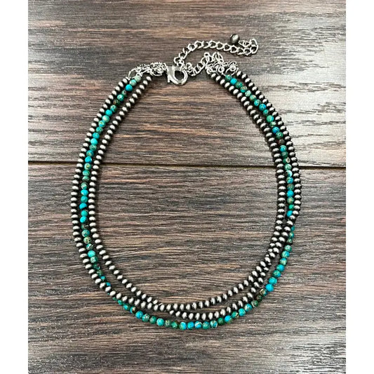 Handmade Navajo Gemstone S/T Layered Necklace