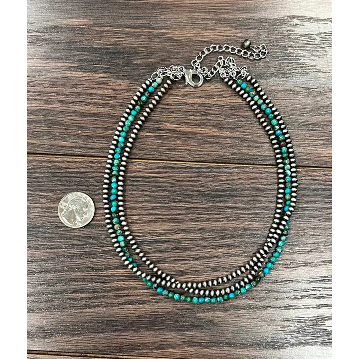 Handmade Navajo Gemstone S/T Layered Necklace
