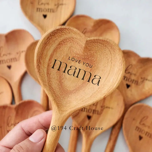 Love You Mama - Wooden Heart Spoon