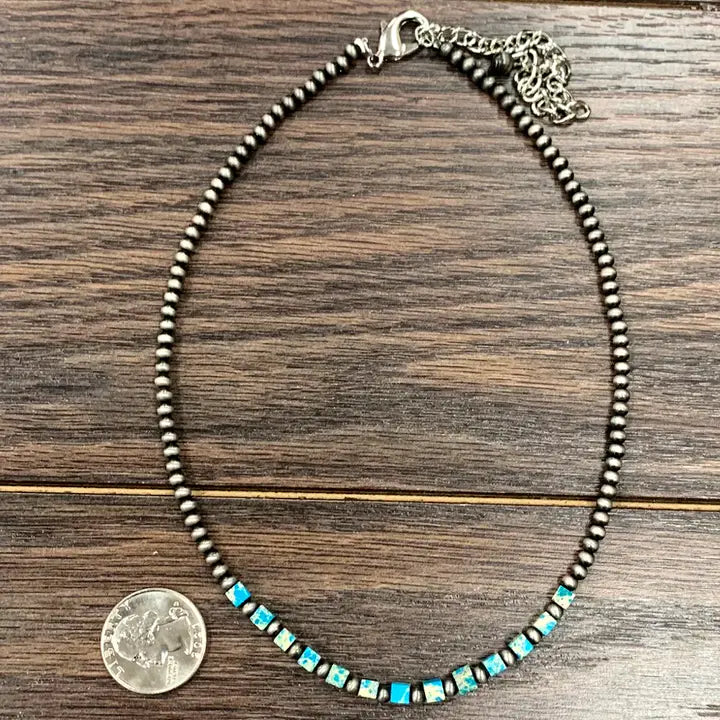 Handmade Navajo Bead, Gemstone Necklace