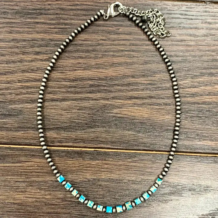 Handmade Navajo Bead, Gemstone Necklace