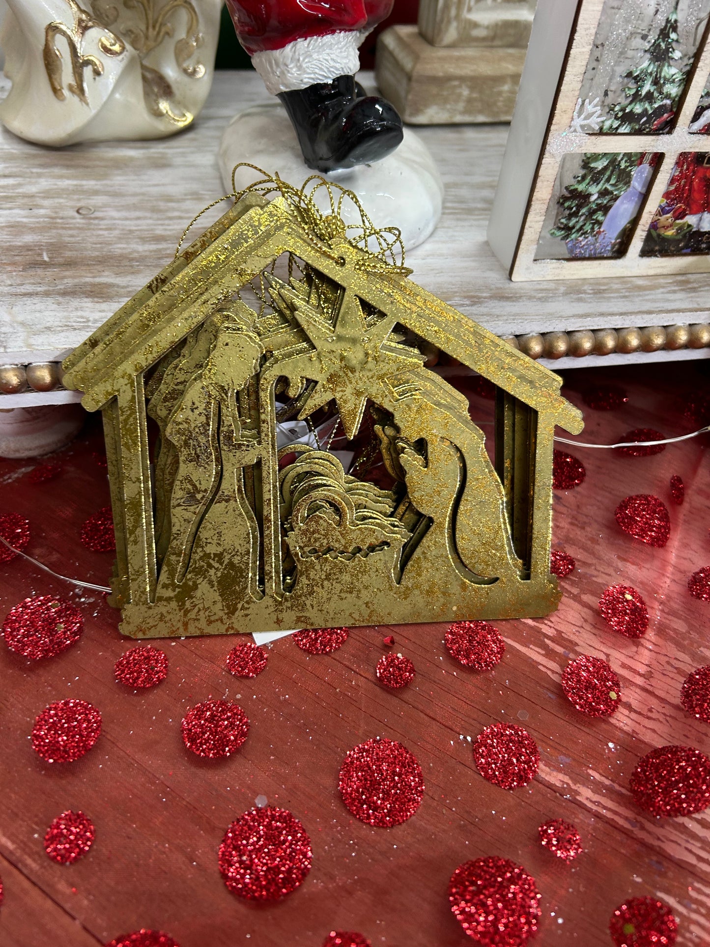 Gold Nativity Ornament