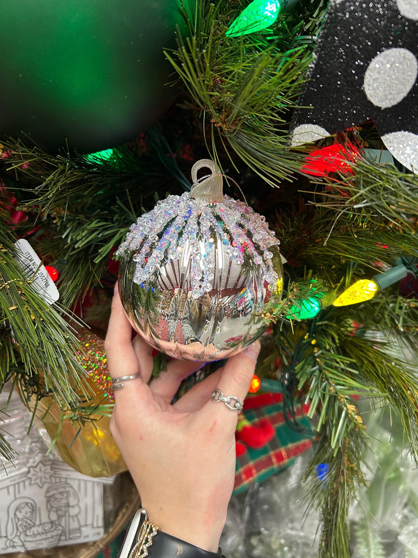 Round Silver Glitter Ornament