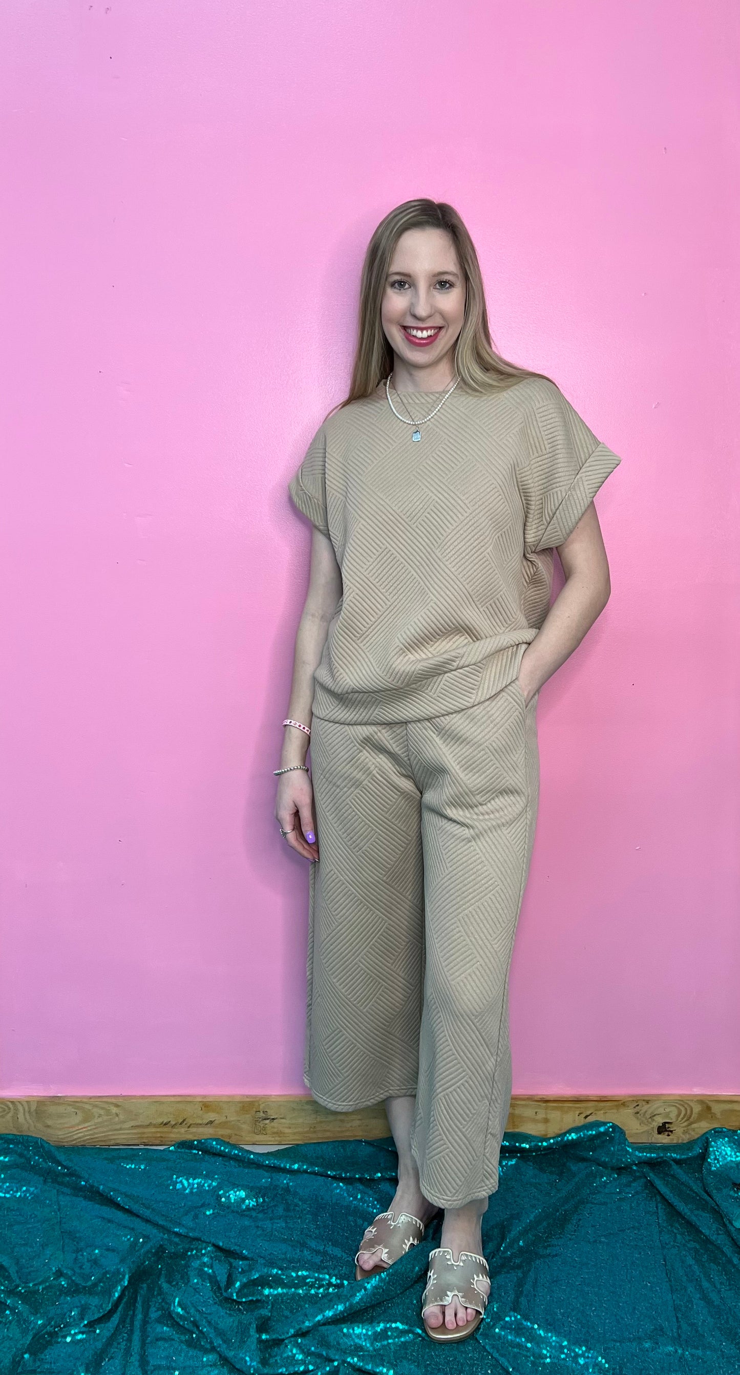 Drop Shoulder Texture Top