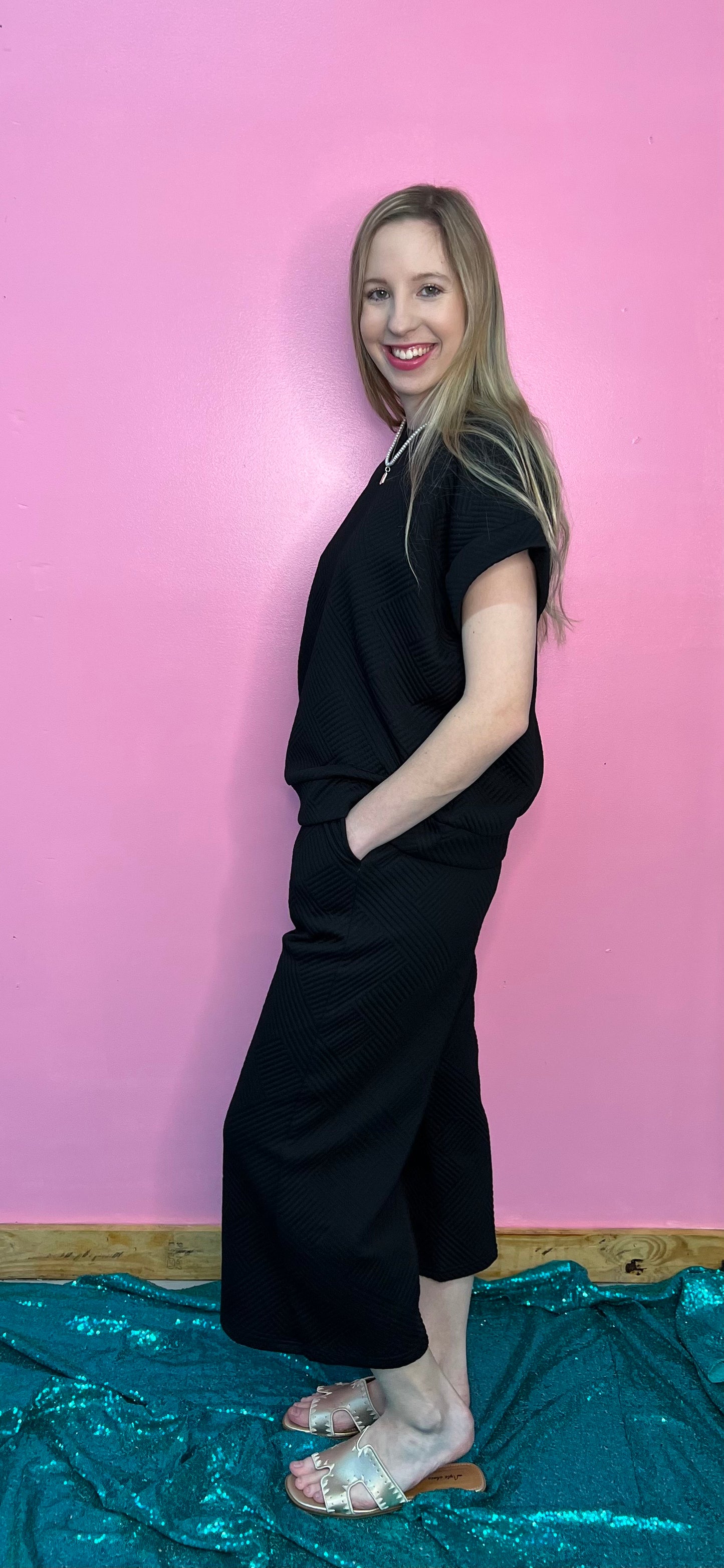 Drop Shoulder Texture Top