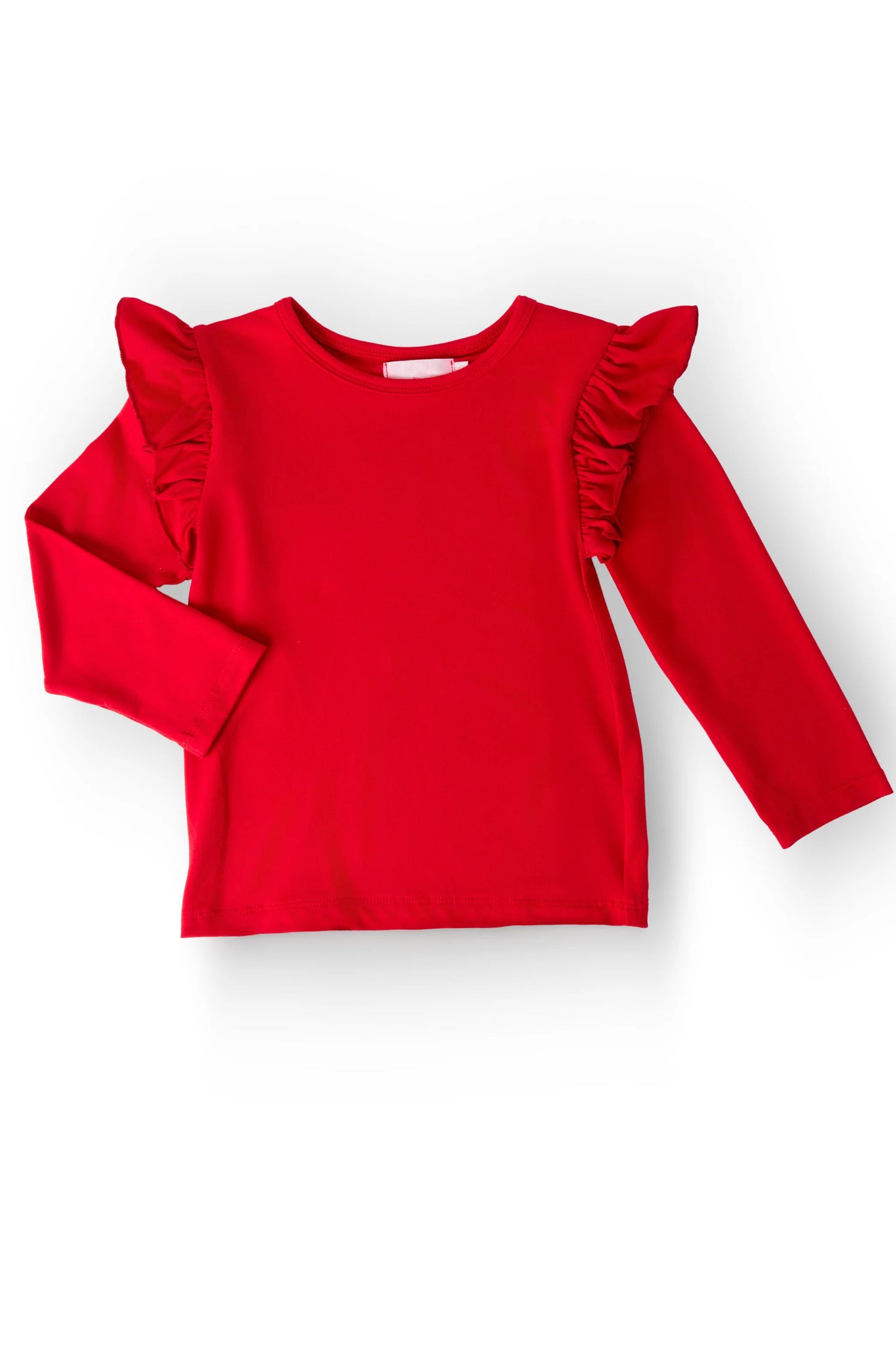 Red Long Sleeve Ruffle Tee