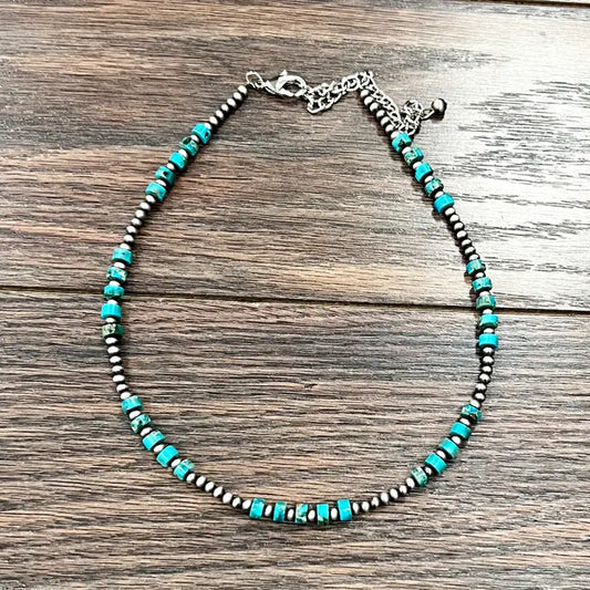 Handmade Navajo 3 Turq Gemstone Necklace