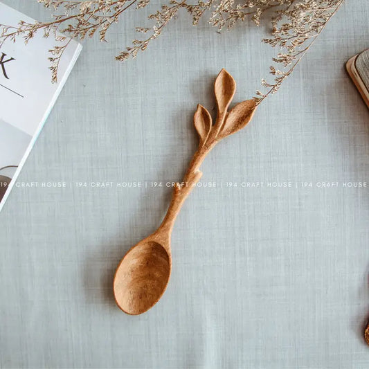 Artisan Leaf Handle Wooden Spoon