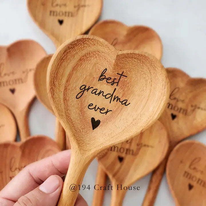 Best Grandma Ever Wooden Heart Spoon