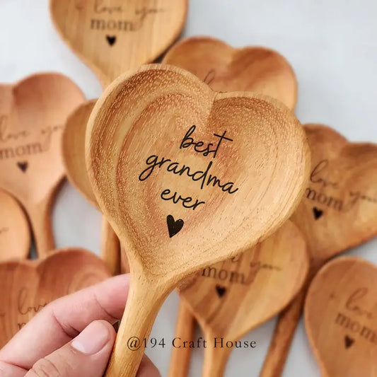 Best Grandma Ever Wooden Heart Spoon