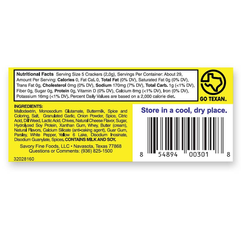 Savory Party Cracker Seasoning - Garden Dill (25 count)