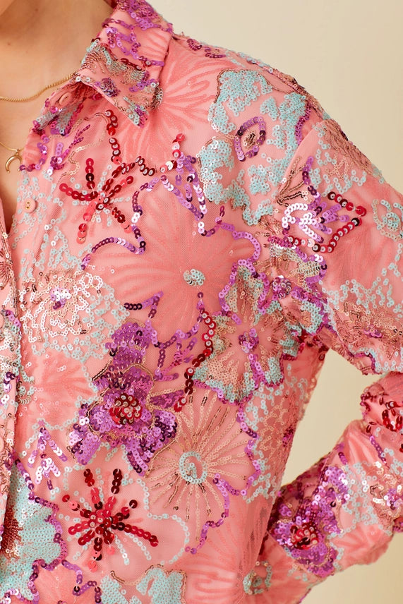 Sequin Floral Shirt