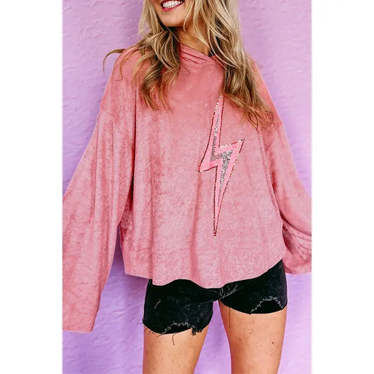 Pink Thunder Bolt Oversized Hoodie